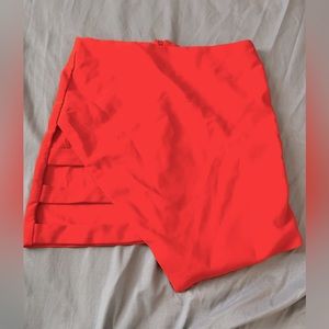 Red mini skirt with cutouts